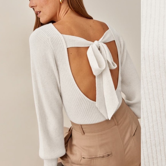 Reformation Alber open back sweater in color gossamer - Picture 2 of 6